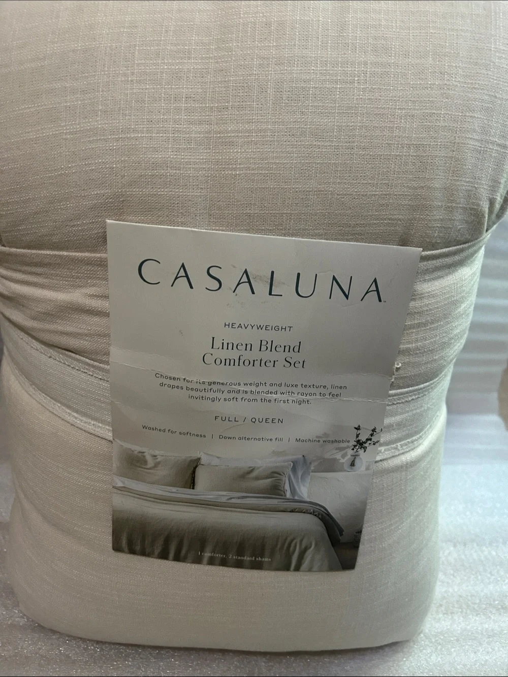 Casaluna F/Q Heavyweight Linen Blend Comforter Set in Natural